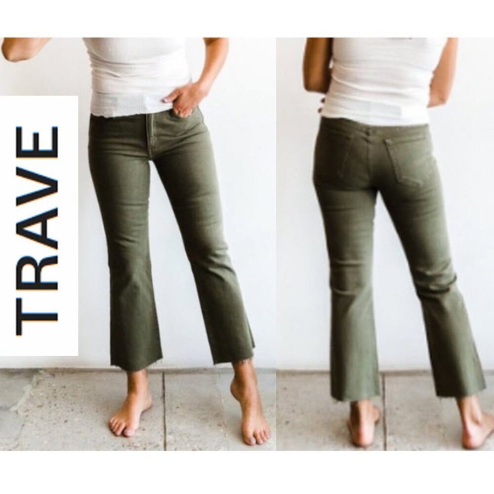 Trave Collette Olive Green Wide leg ankle Denim Pants Size 29